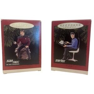 Vintage‎ 1996 Hallmark Star Trek Ornaments Commander Riker & Mr Spock